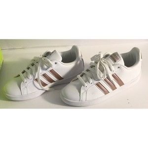 Adidas Womens Neo Advantage Stripe Sneaker Cloudfoam White Rose Gold Sz 7.5